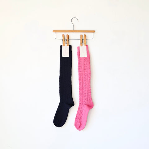 Babaco Eyelet Knee High Socks - 2 Colors