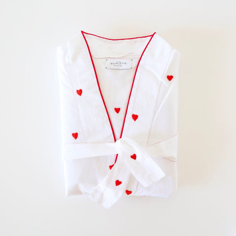 Scarlette Embroidered Hearts Robe