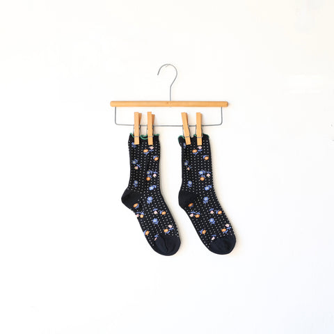 Hansel from Basel Floral Socks - Black/Lavender/Pink