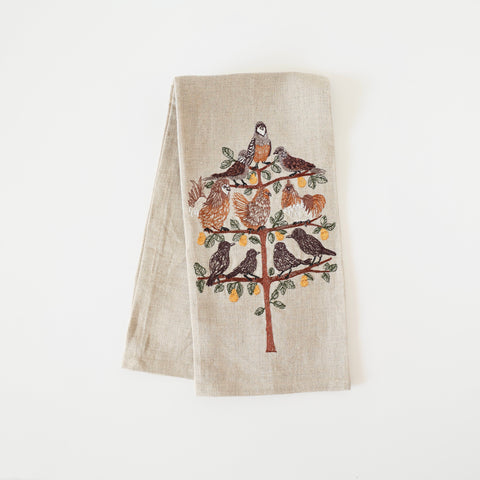 Coral & Tusk Holiday Tea Towel - Festive Pear Tree