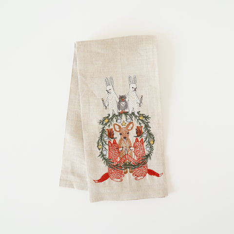 Coral & Tusk Holiday Tea Towel - Animal Wreath