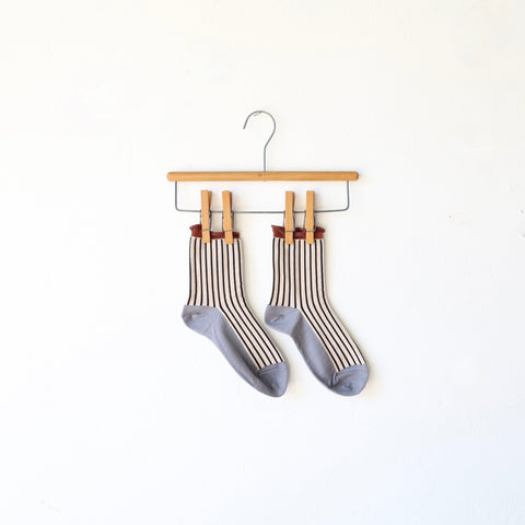 Hansel From Basel Pattern Socks - Black/Natural Stripes