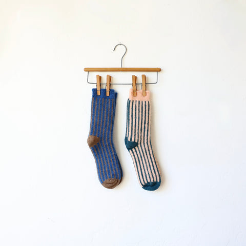 Yahae Cotton/Mohair Stripe Socks - 2 Color Options