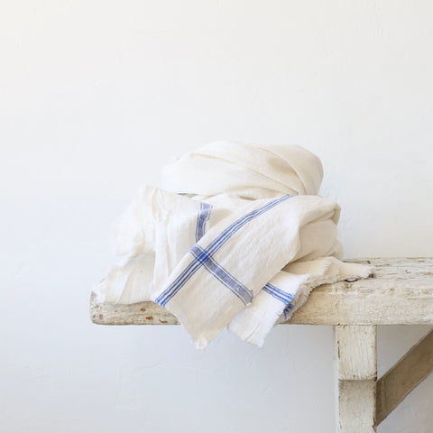 Khadi Cotton Large Kitchen Cloth - Blue/Cream