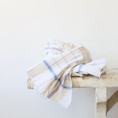 Khadi Cotton Large Kitchen Cloth - Blue/Purple/Cream Plaid