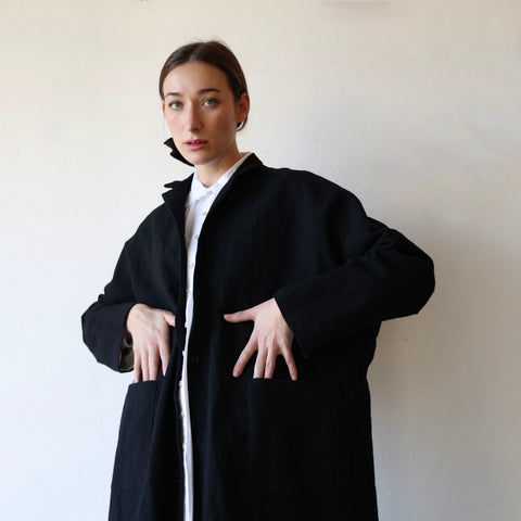 Apuntob Wool/Cotton Coat - Black