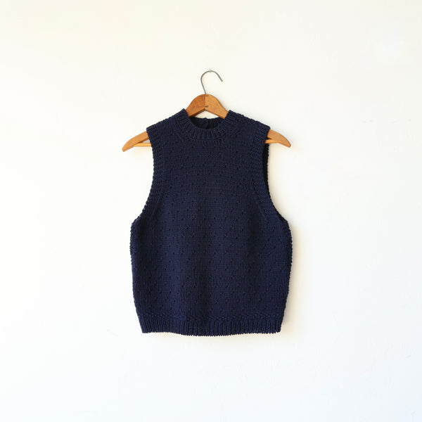 JUD Hand Knit Sleeveless Pullover - Navy | Bon
