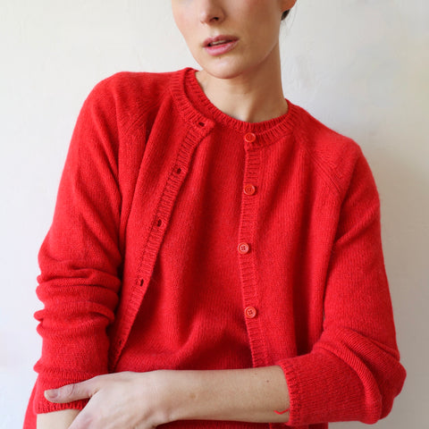 Apuntob Cashmere/Alpaca Cardigan - Red