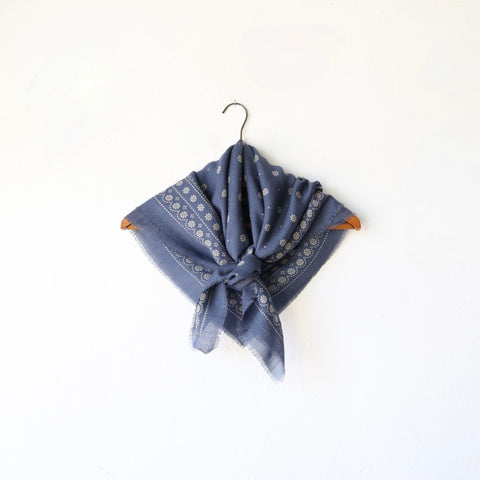 Moismont Square Large Wool Scarf - Soft Grey/Blue