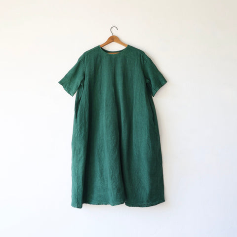Manuelle Guibal Linen Slip On Dress - Camp Green