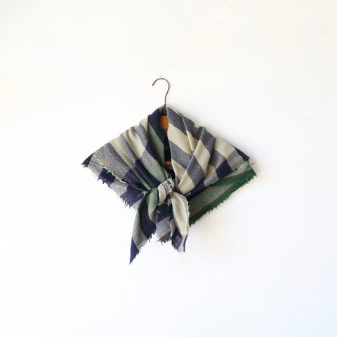 Moismont Wool/Cashmere Square Scarf - Forest/Navy/Natural