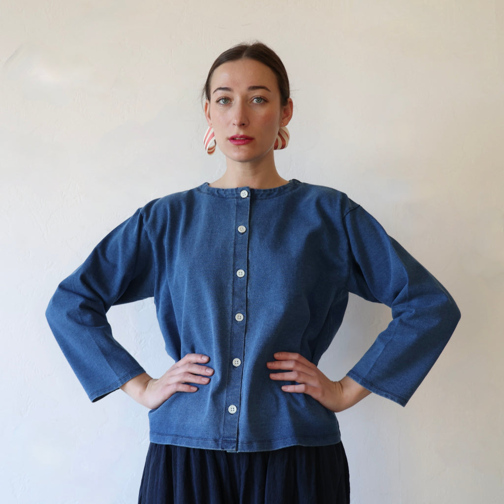 最終価格★ ICHI Antiquite's / knit cardigan Ichi Antiquités Cotton Cardigan - Indigo | Bon