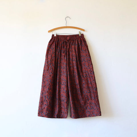 Bunon Wide Leg Pants - Floral with Hand Embroidery