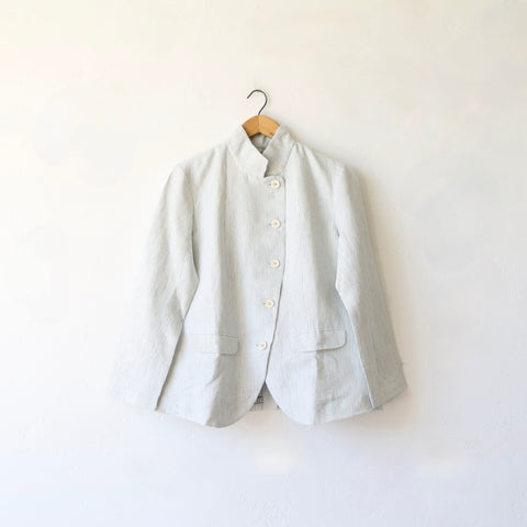 Maku Handwoven Linen Jacket - Soft Blue Stripes