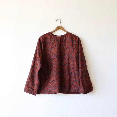 Bunon Crewneck Blouse - Floral with Hand Embroidery