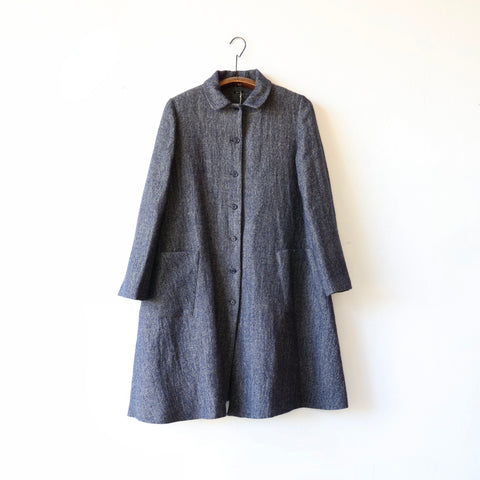 Apuntob Hemp/Wool Long Coat - Navy