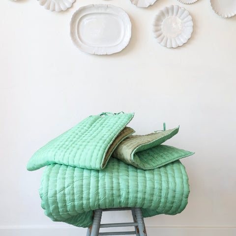 Chenevard Quilts + Pillowcases - Eau de Nil/Celadon