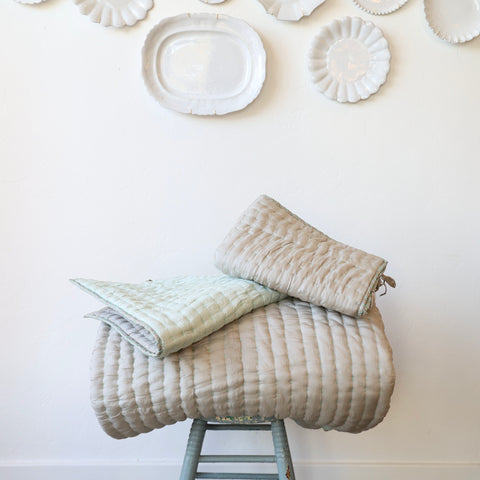 Chenevard Quilts + Pillowcases - Pebble/Duck Egg