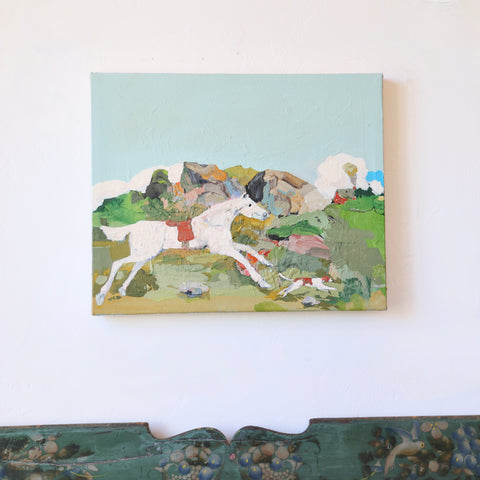 Graham Mears Painting - "Horse, Hound and House"