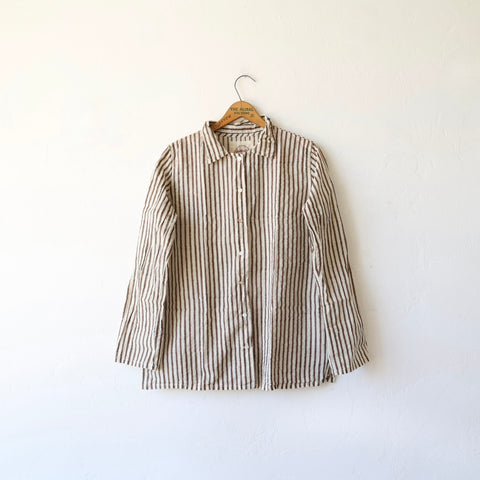 Auntie Oti Khadi Cotton Striped Shirt - Brown