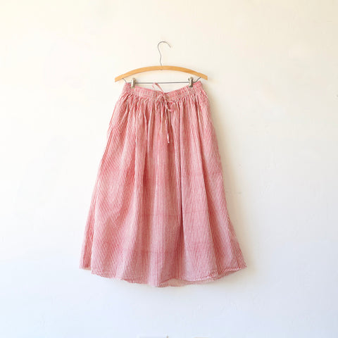 Auntie Oti Khadi Cotton Striped Skirt - Red