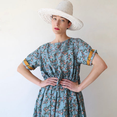 Maku Handwoven Silk Dress - Blue Floral