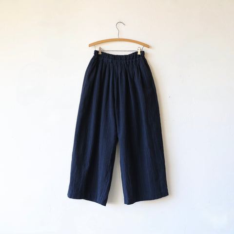 Ichi Antiquités Wide Leg Pants - Blue on Navy Stripes
