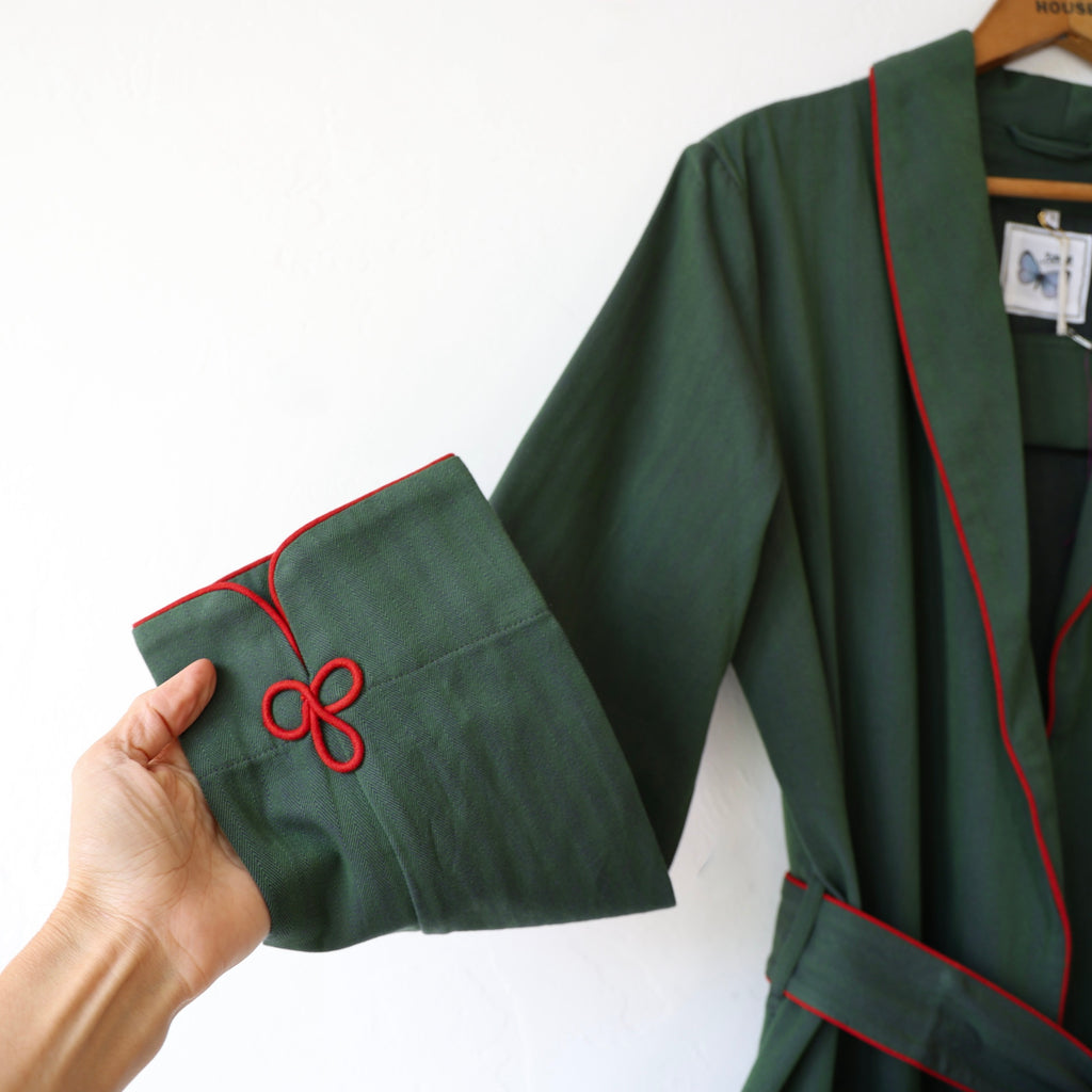 P. Le Moult Dressing Gown - Green/Red | Bon P. Le Moult Dressing Gown - Green/Red | Bon