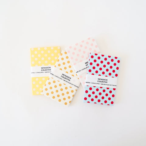 Hataguchi Collective Set of 3 Small Cotton Envelopes with Notecards - 4 Colors