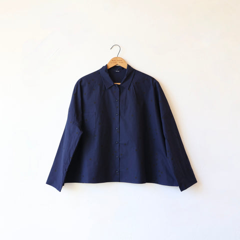 Apuntob Button Down Shirt - Navy/Black Polkadot