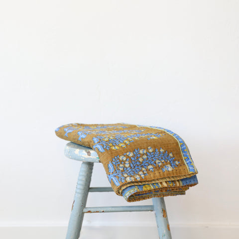 Jeanette Farrier One of a Kind Throw - Ochre/Blue