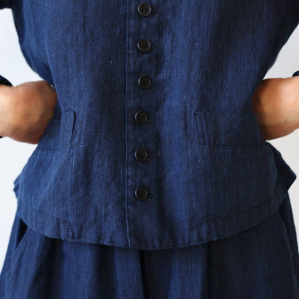 Pas de Calais Linen Chambray Jacket - Indigo | Bon