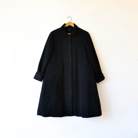 Apuntob Wool/Cashmere Coat - Black Plaid