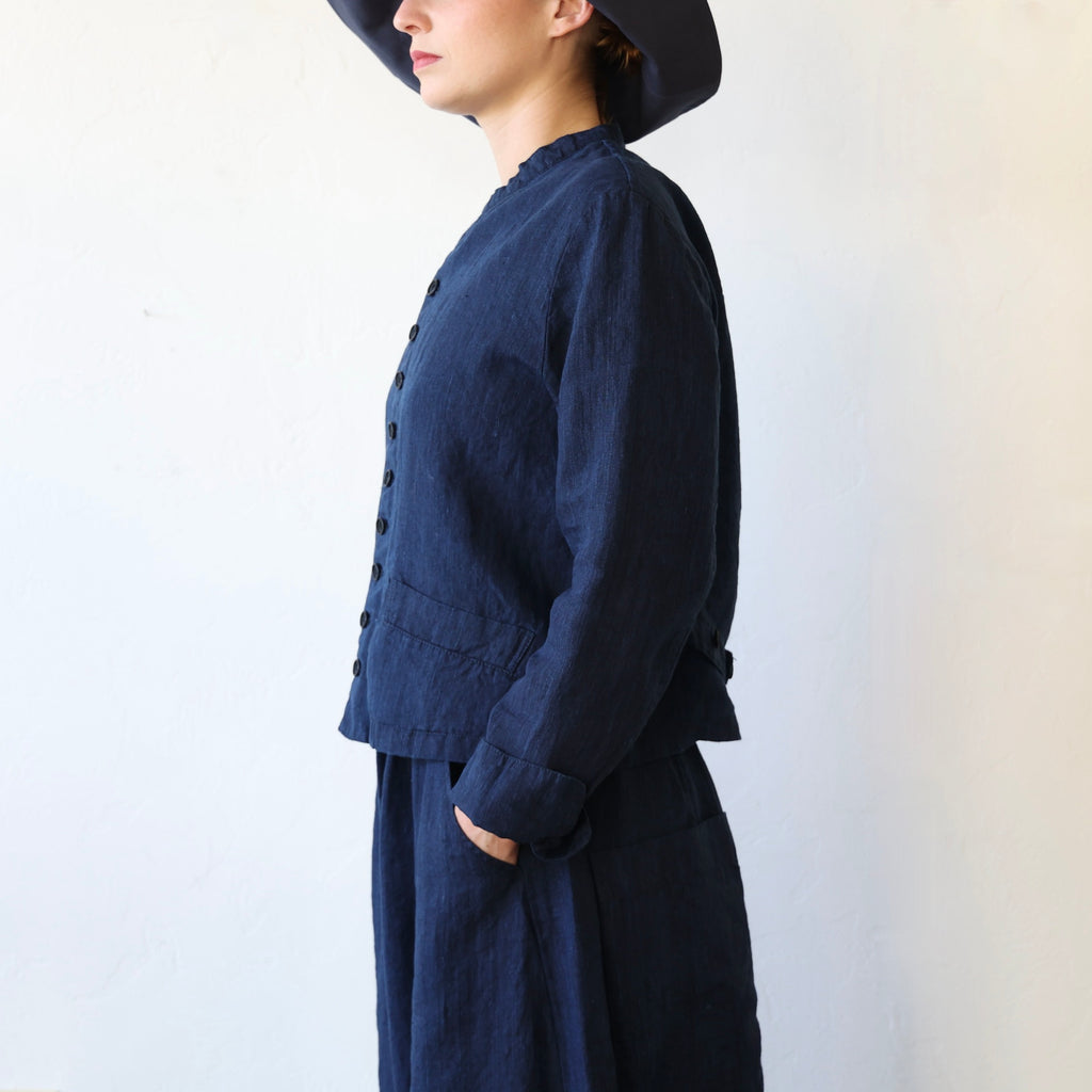 Pas de Calais Linen Chambray Jacket - Indigo | Bon