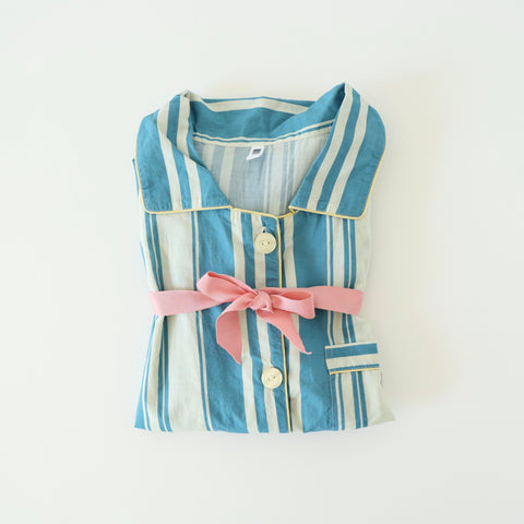 Domi Short Sleeve Pajama Set - Blue Stripes