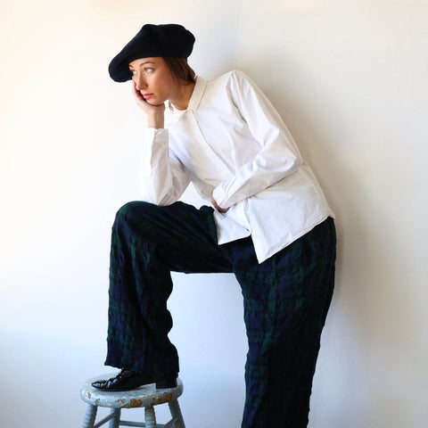Rory William Docherty Chevron Pleat Pant - Black Watch Plaid