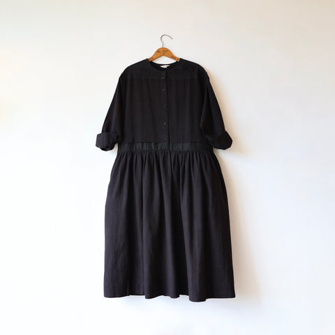 Runaway Bicycle Embroidered Dress - Black