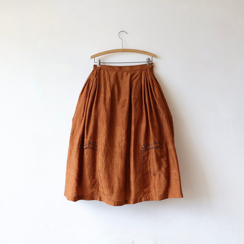 Runaway Bicycle Silk Skirt - Rust