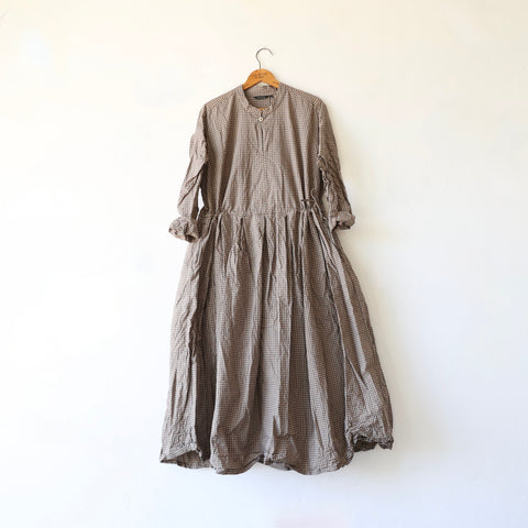 Pas de Calais Checkered Organic Cotton Dress - Brown