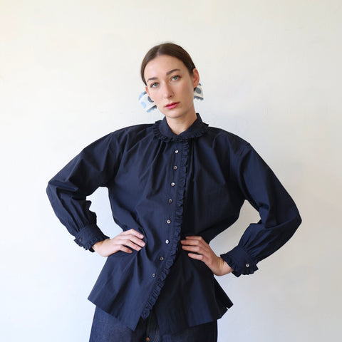 A'Court Cotton/Silk Poppy Blouse - Midnight