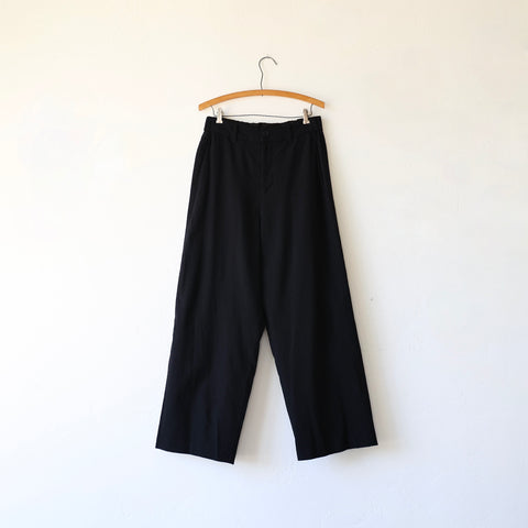 Pas de Calais Wool/Cotton Wide Leg Pants - Black