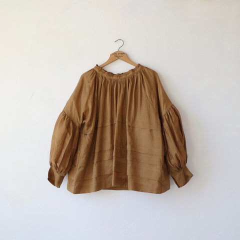 Runaway Bicycle Pleated Blouse - Beige