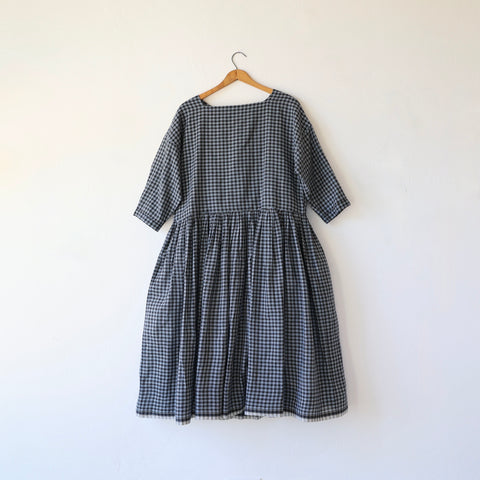 Runaway Bicycle Handloom Cotton Dress - Blue Checks