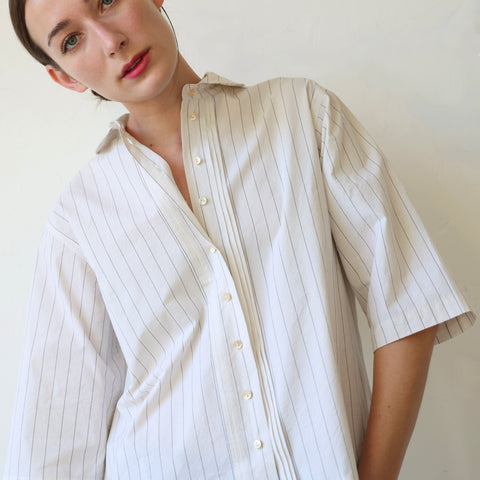 A'Court Jane Blouse - Creme Pin Stripe