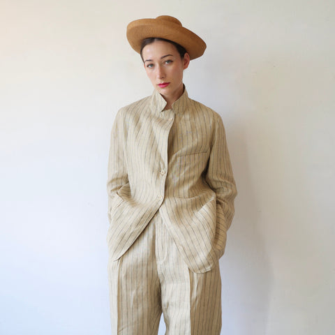 Samuel Snider Fetherston Linen Jacket - Natural/Back Pinstripe