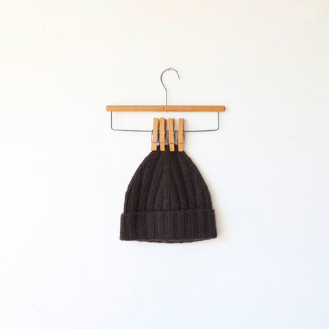 Makié Cashmere Rib Knit Hat - Brown