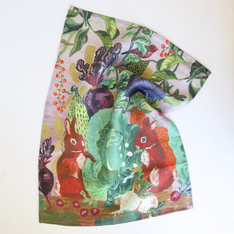 Nathalie Lété Kitchen Cloth - Rabbits in the Cabbage Patch
