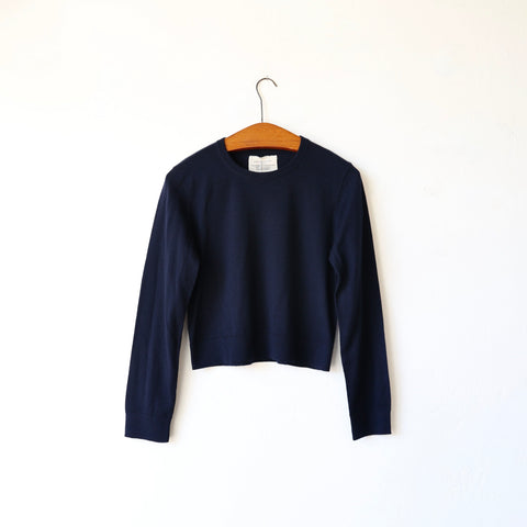 Lars Andersson Merino Wool Long Sleeve Crewneck - Navy
