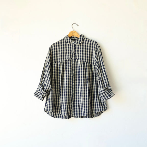 美品 ichi linen L/S shirt F blue 美品 ichi linen L/S shirt F blue トップス