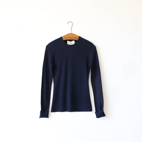 Lars Andersson Merino Wool Fine Rib Crewneck - Navy